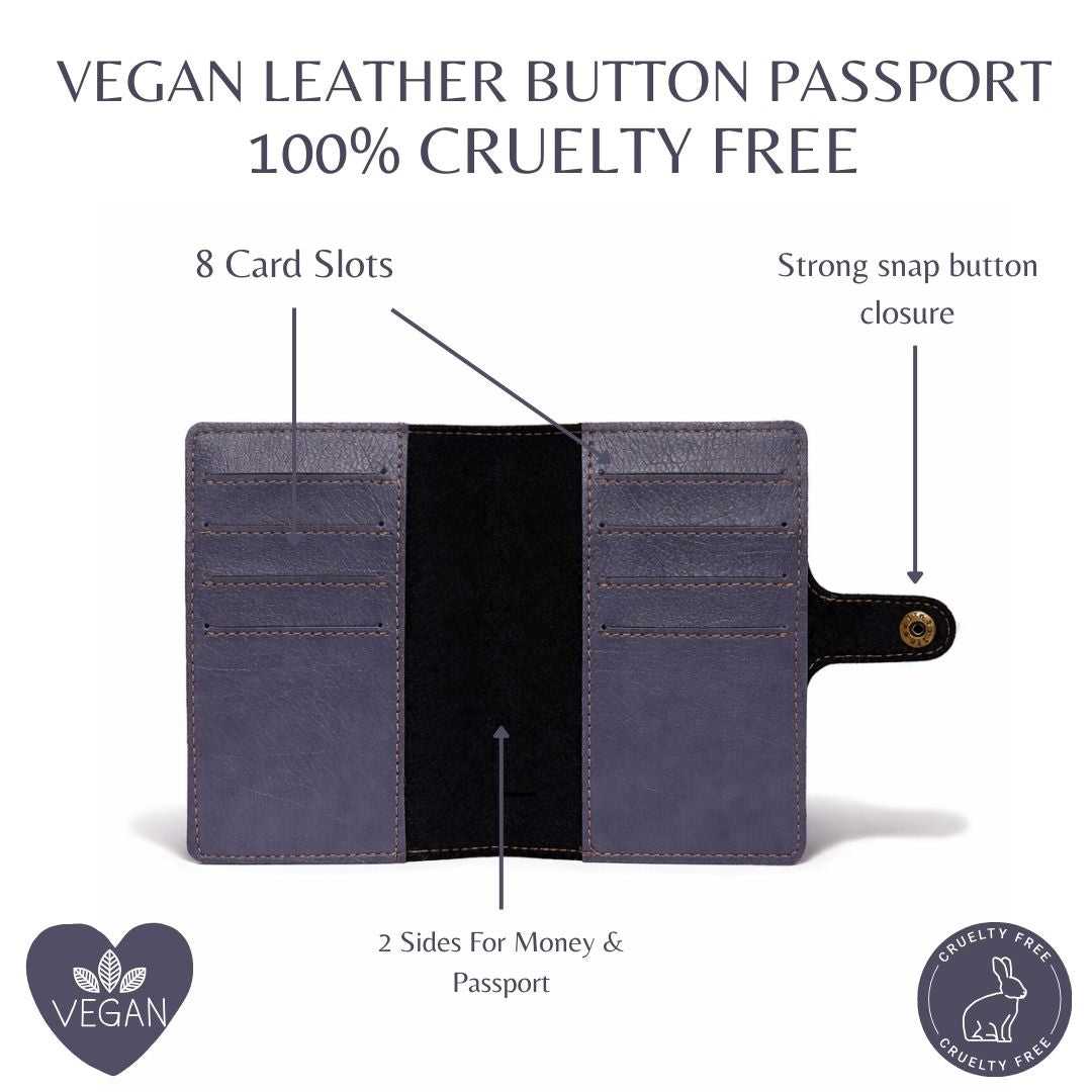 Personalized Button Passport Cover - Grey