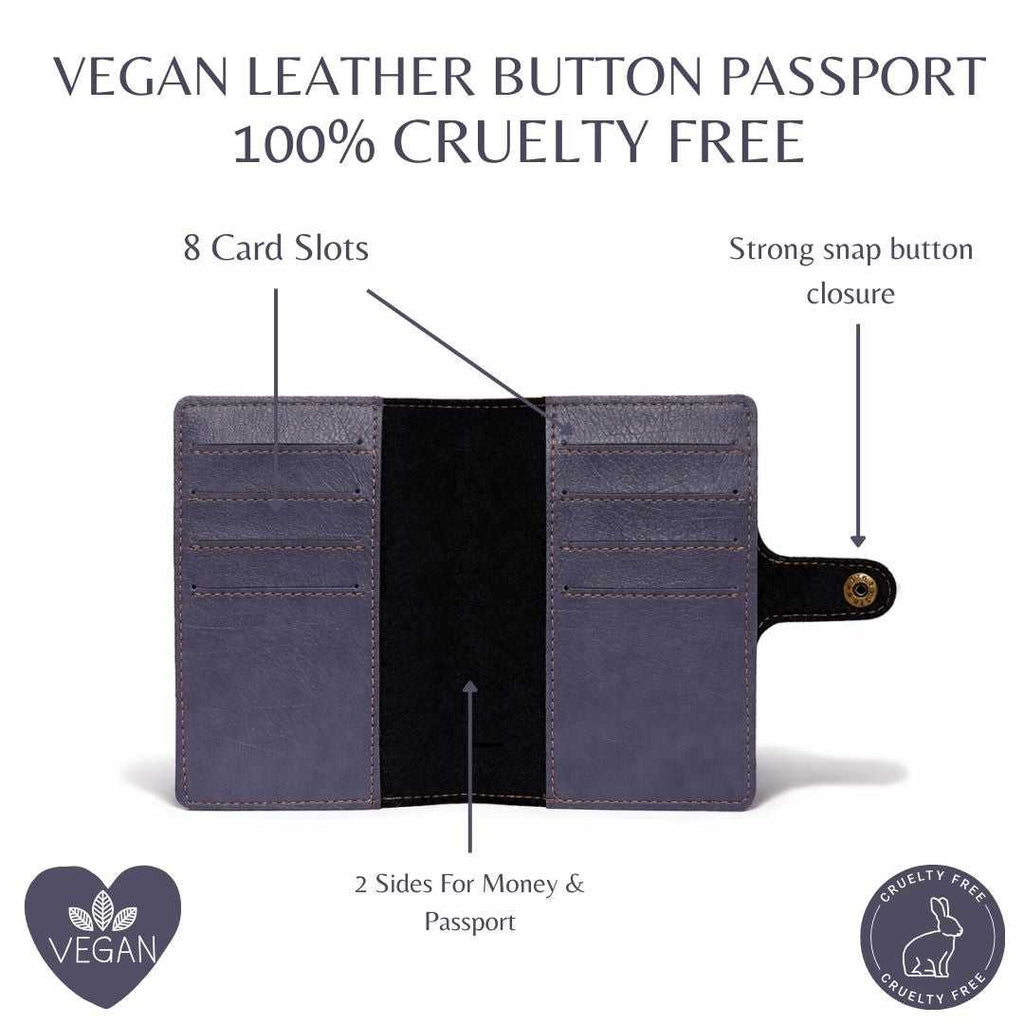 Personalized Button Passport Cover - Grey