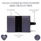 Personalized Button Passport Cover - Grey