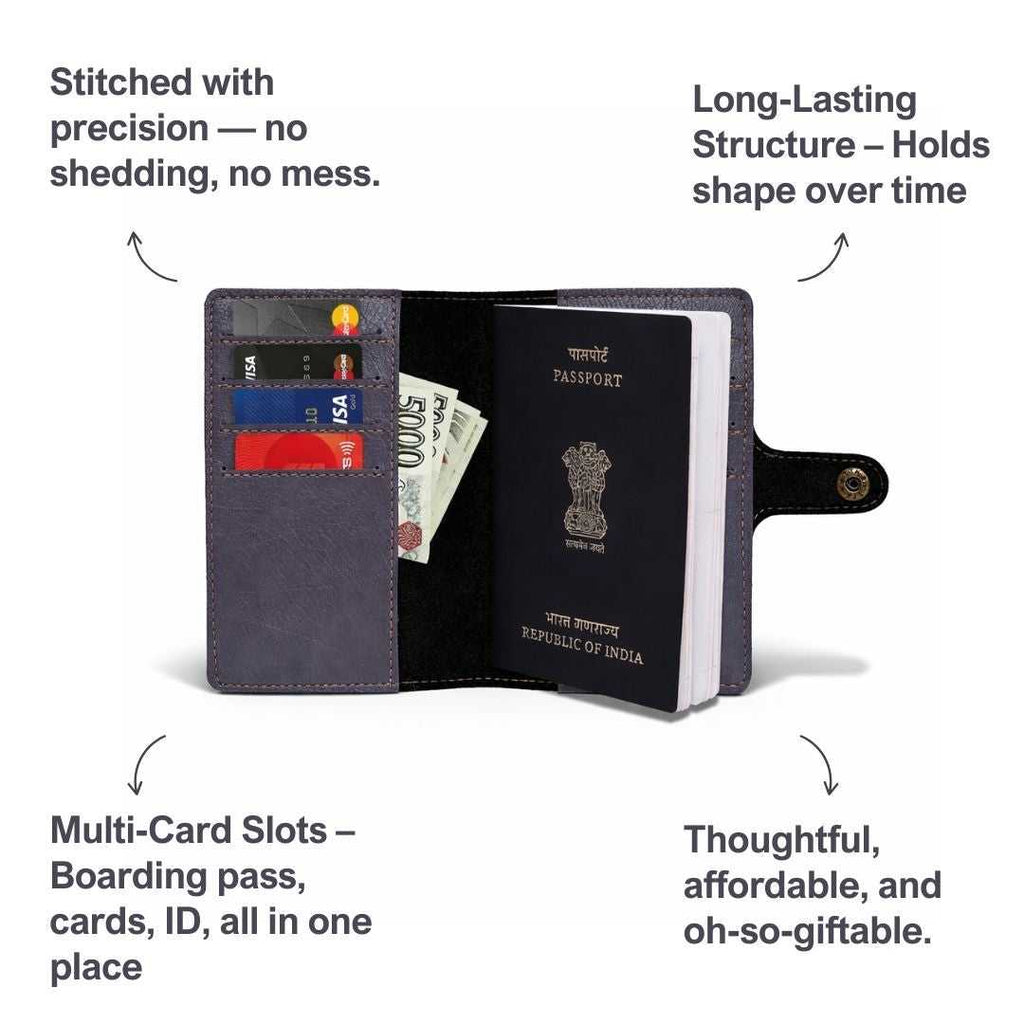 Personalized Button Passport Cover - Grey