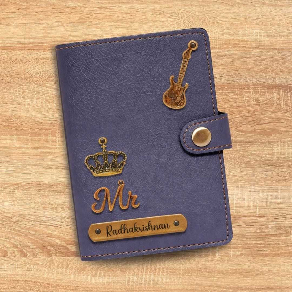 Personalized Button Passport Cover - Grey