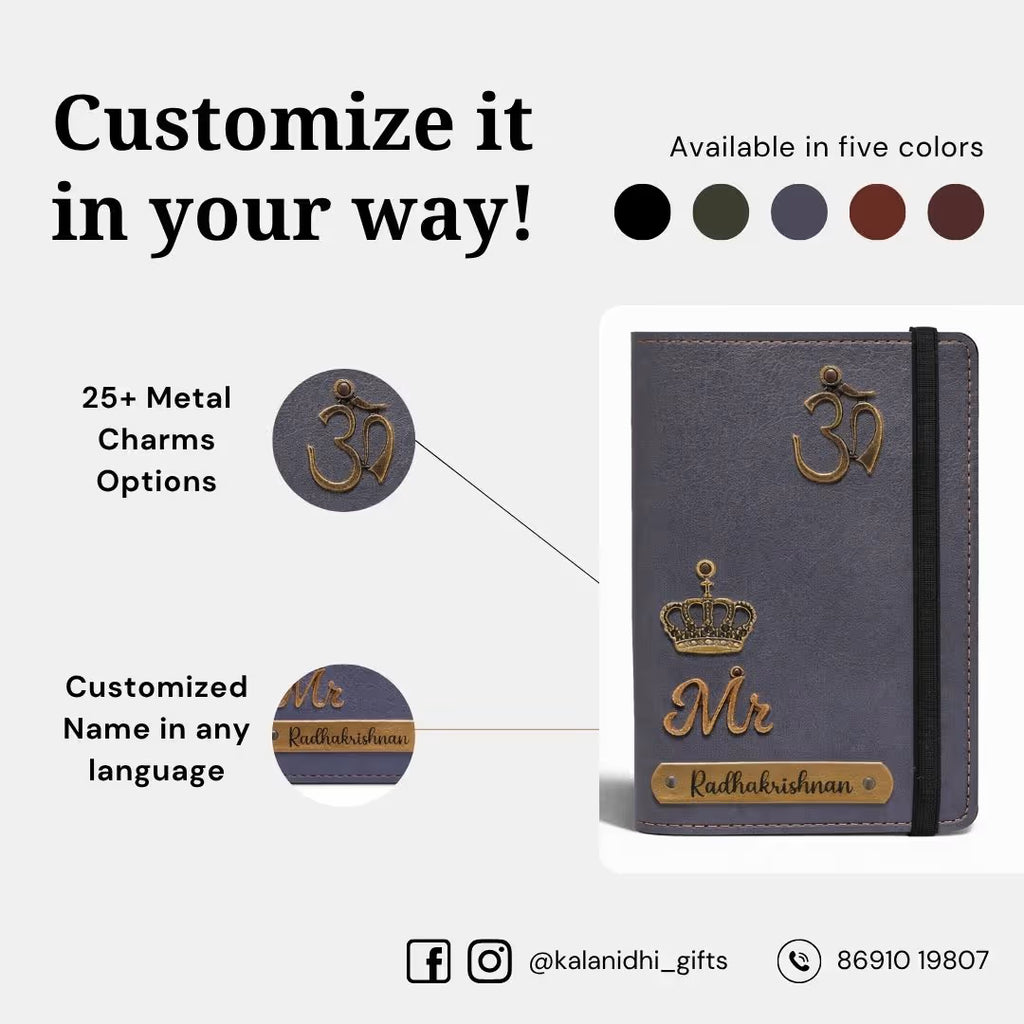 Personalized Elastic Closure Passport Cover - Grey