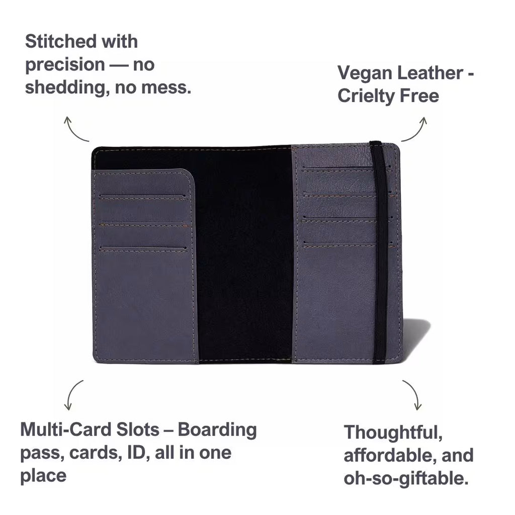 Personalized Elastic Closure Passport Cover - Grey