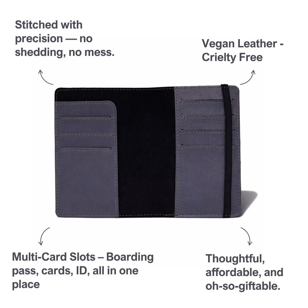 Personalized Elastic Closure Passport Cover - Grey