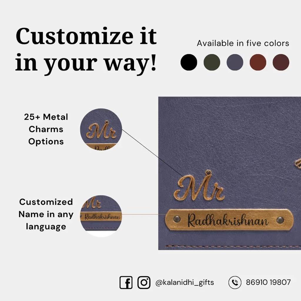Personalized Grey Wallet with Name for Men