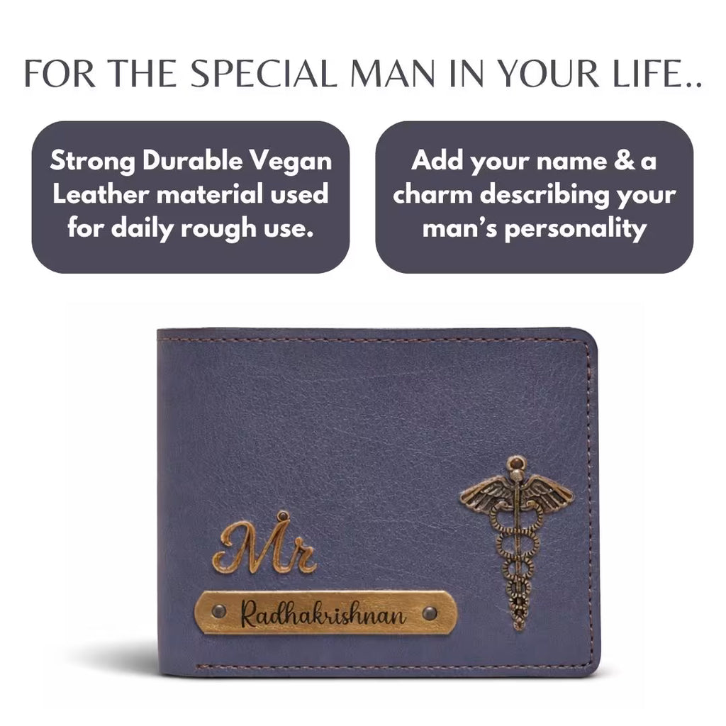 Personalized Grey Wallet with Name for Men