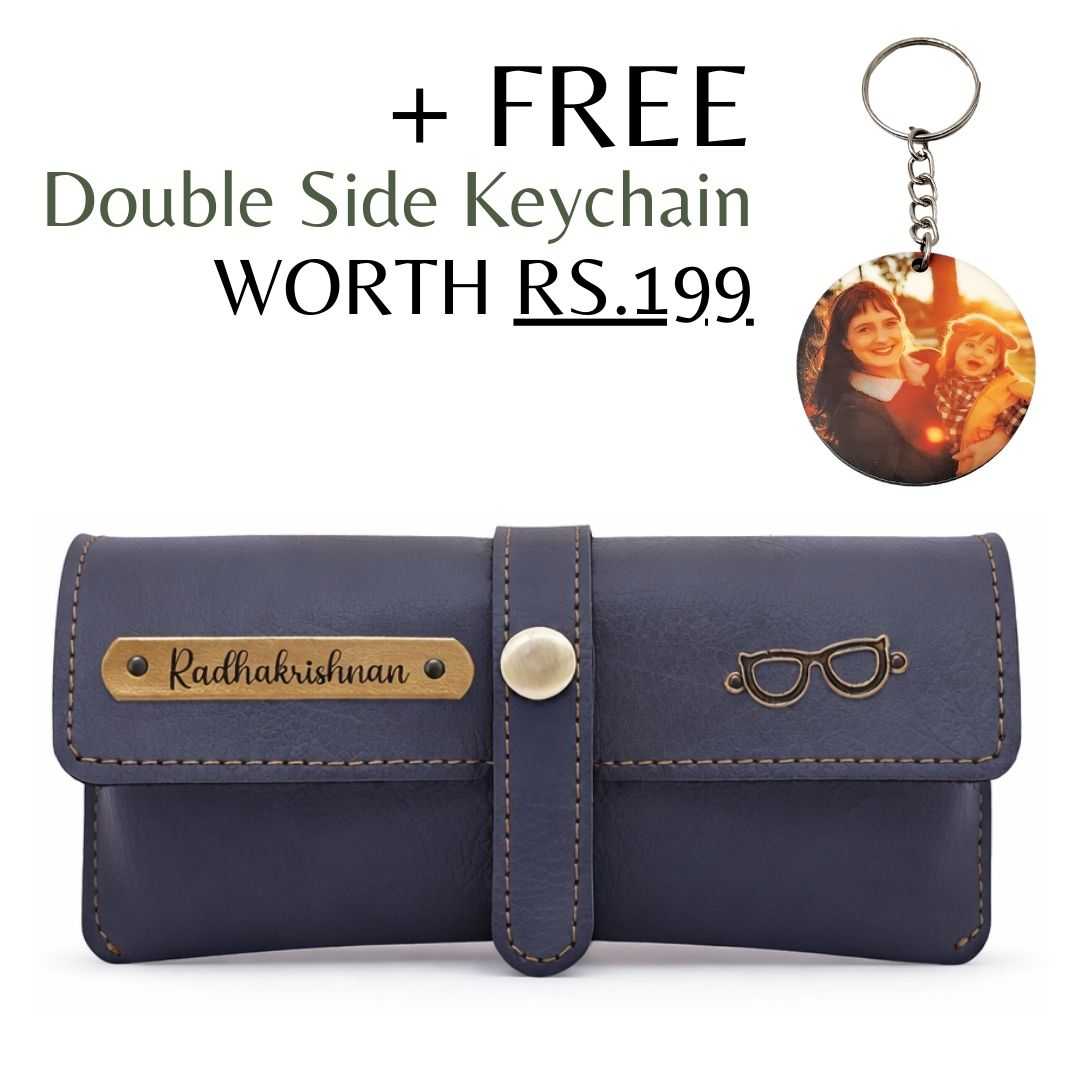 Personalized Grey Sunglass Cover with Name & Charm