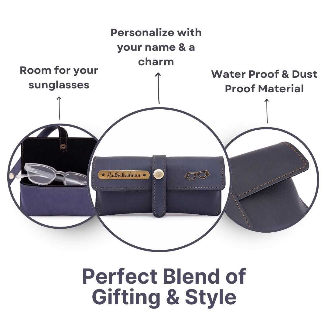 Personalized Grey Sunglass Cover with Name & Charm