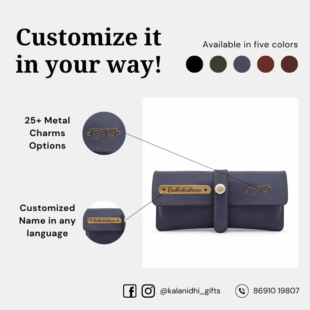 Personalized Grey Sunglass Cover with Name & Charm