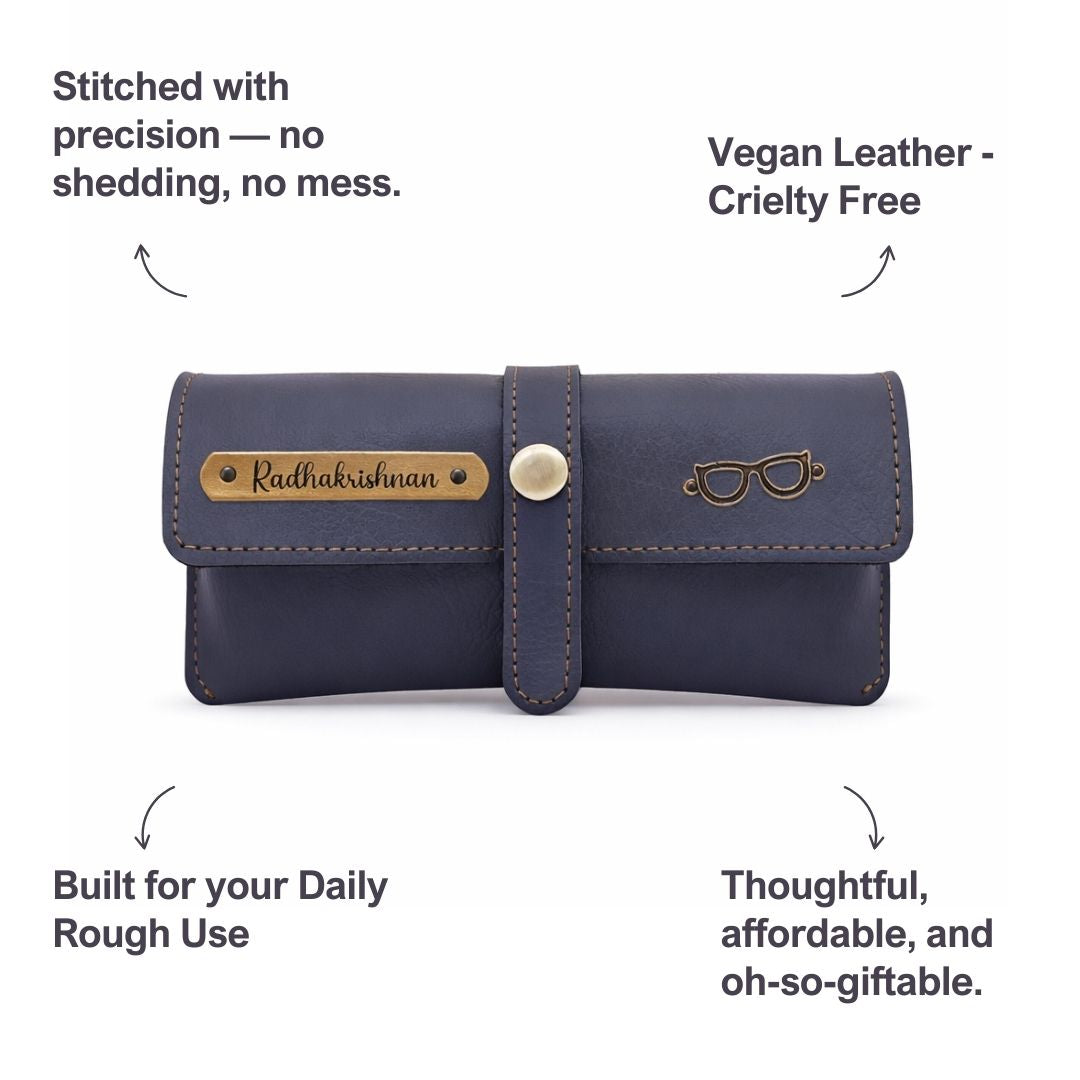 Personalized Grey Sunglass Cover with Name & Charm