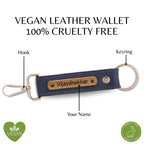 Grey Vegan Leather Keychain with name (Golden Hook)