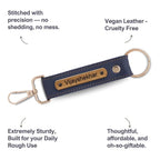 Grey Vegan Leather Keychain with name (Golden Hook)