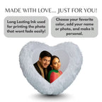 Led White Heart Customized Furr Photo Pillow