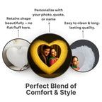 Led White Heart Customized Furr Photo Pillow