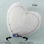 Led White Heart Customized Furr Photo Pillow