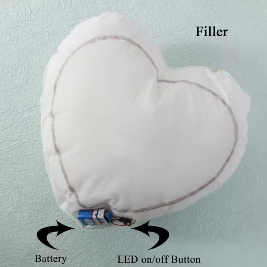 Led White Heart Customized Furr Photo Pillow