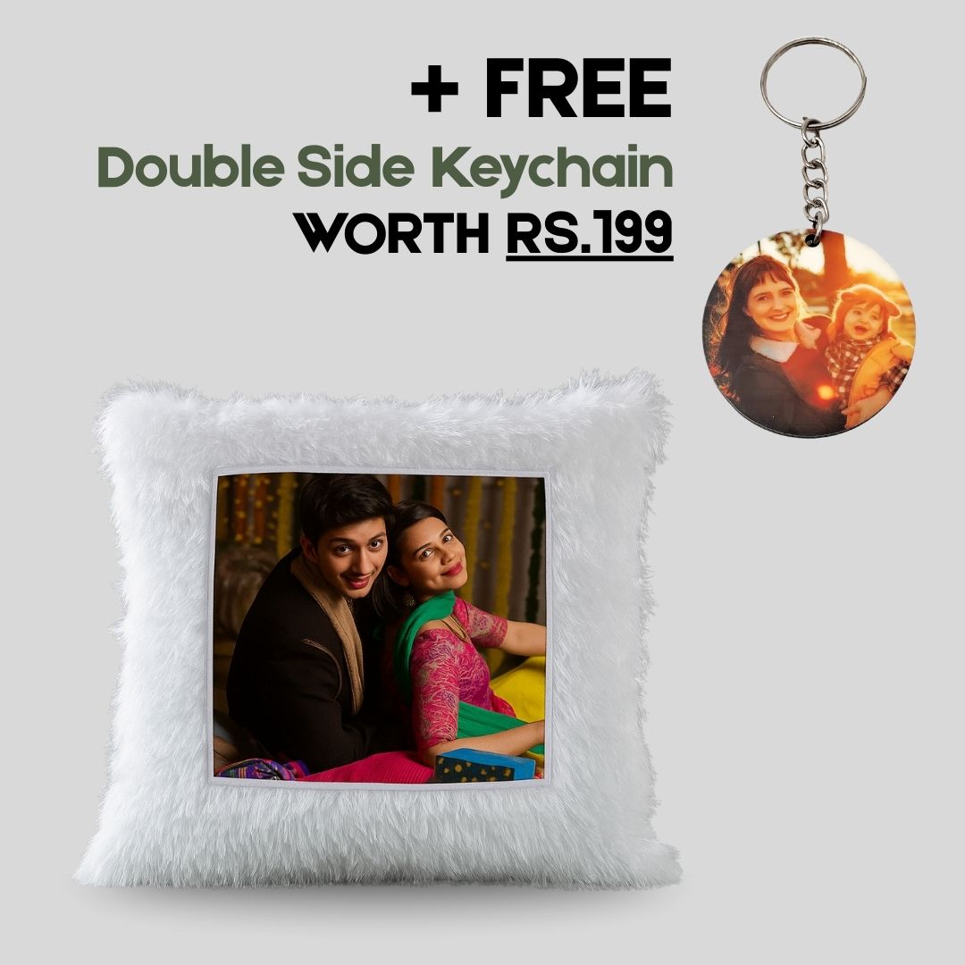 Led White Square Customized Furr Photo Pillow