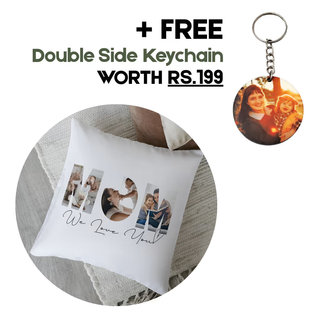 Personalized MOM Photo Square Satin Pillow