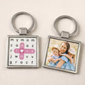Personalized Photo Metal Keychain – Double-Sided Crossword Keyring