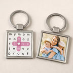 Personalized Photo Metal Keychain – Double-Sided Crossword Keyring