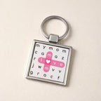 Personalized Photo Metal Keychain – Double-Sided Crossword Keyring