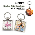 Personalized Photo Metal Keychain – Double-Sided Crossword Keyring