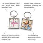 Personalized Photo Metal Keychain – Double-Sided Crossword Keyring