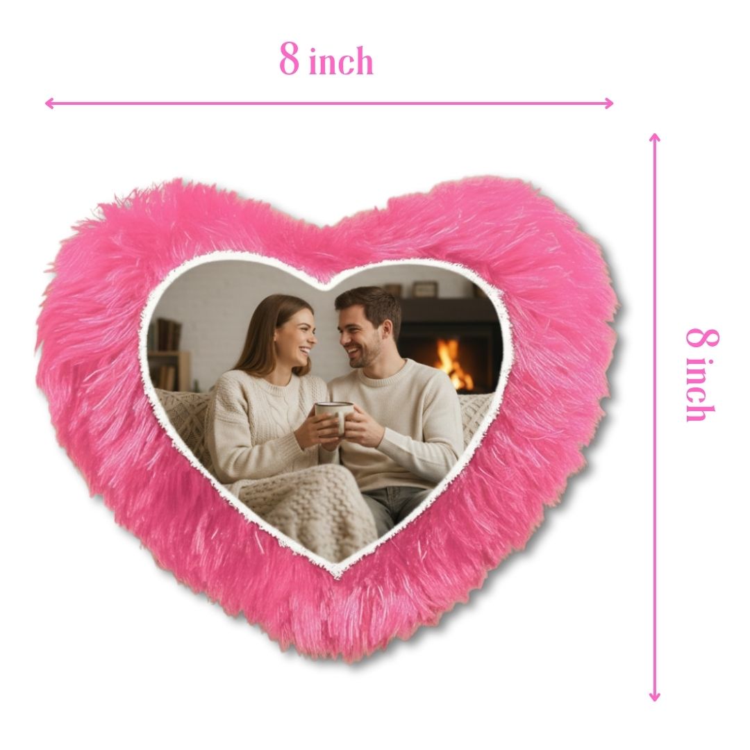 Pink Mini Heart Customized  Photo Furr Pillow