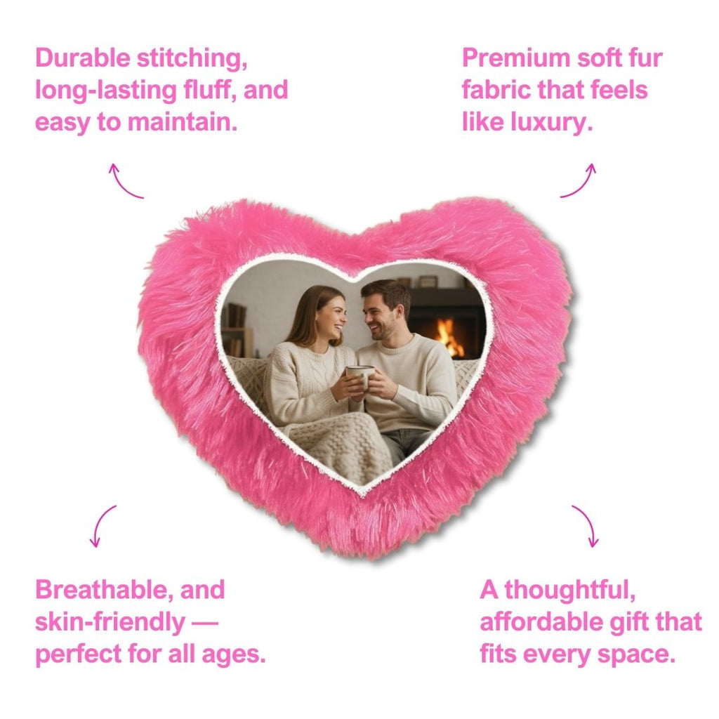 Pink Mini Heart Customized Photo Furr Pillow