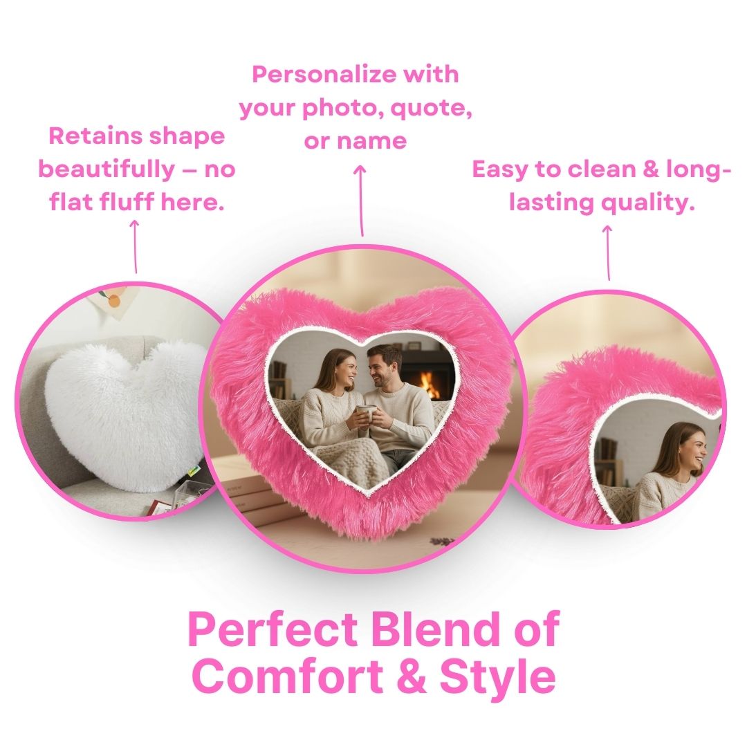 Pink Mini Heart Customized Photo Furr Pillow