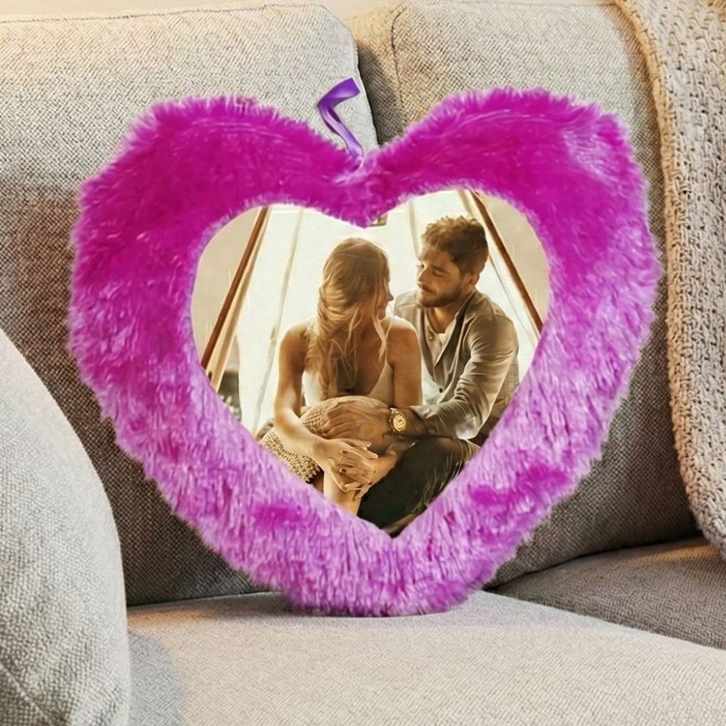 Purple Mini Heart Photo Furr Pillow