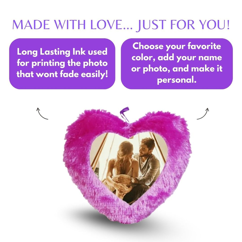 Purple Mini Heart Photo Furr Pillow