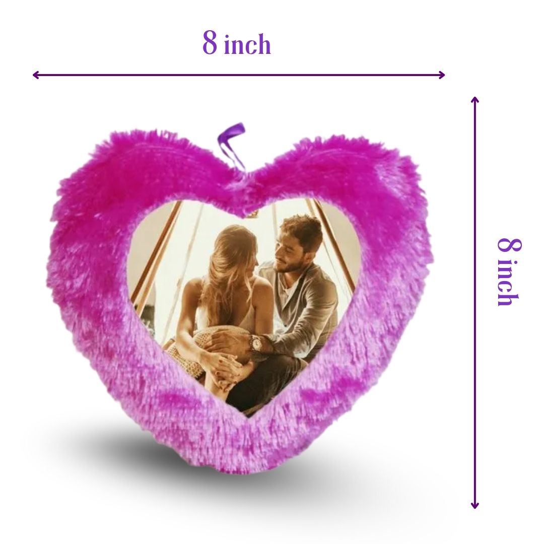 Purple Mini Heart Photo Furr Pillow