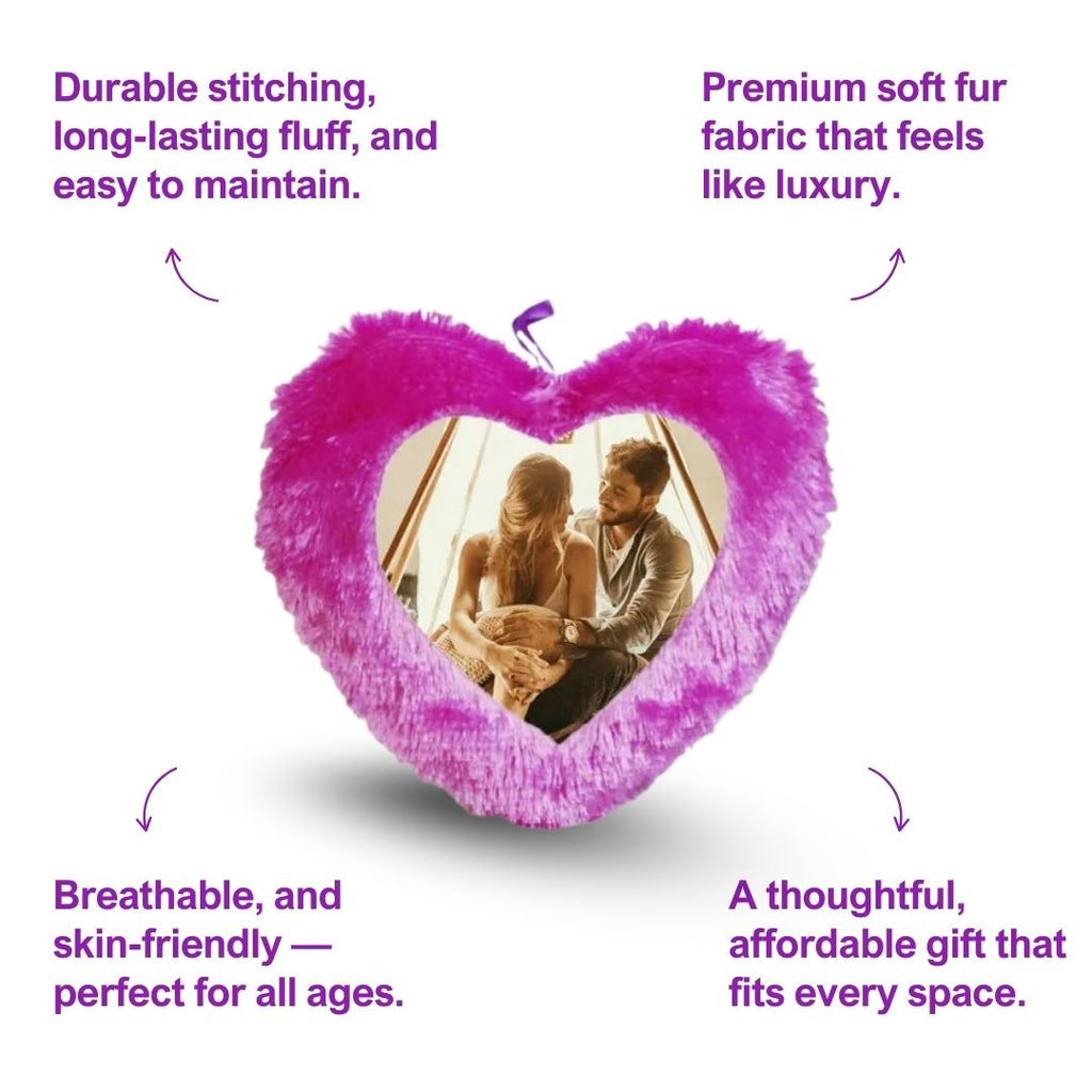 Purple Mini Heart Photo Furr Pillow