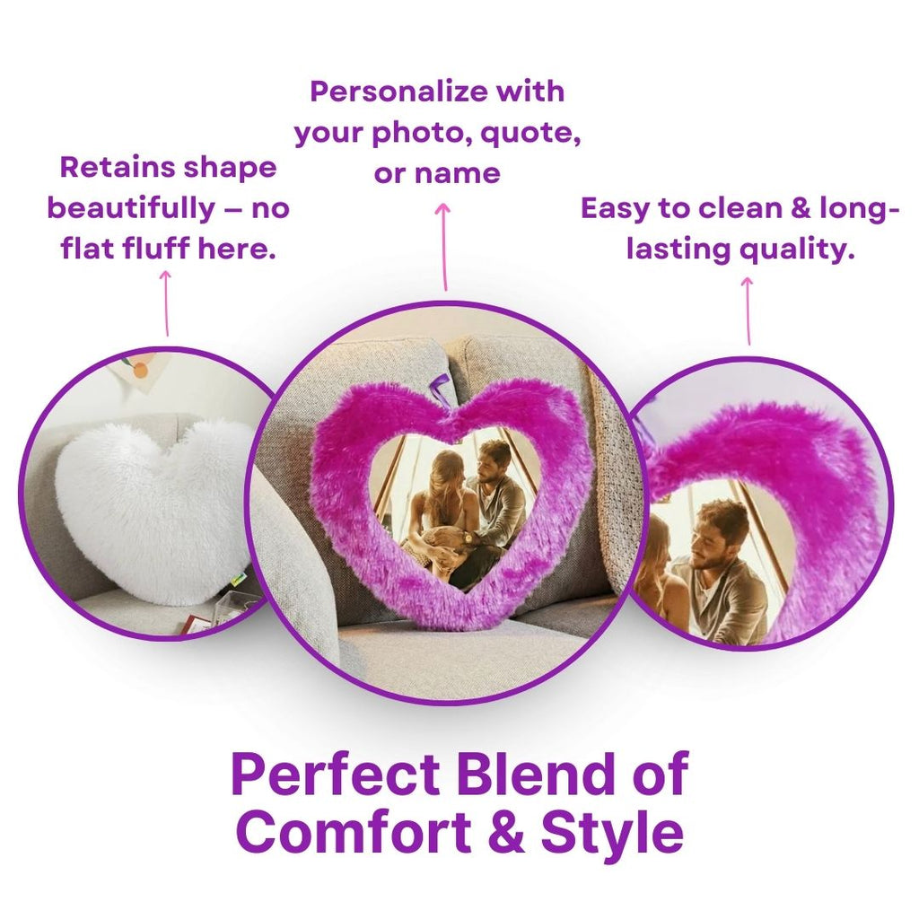 Purple Mini Heart Photo Furr Pillow