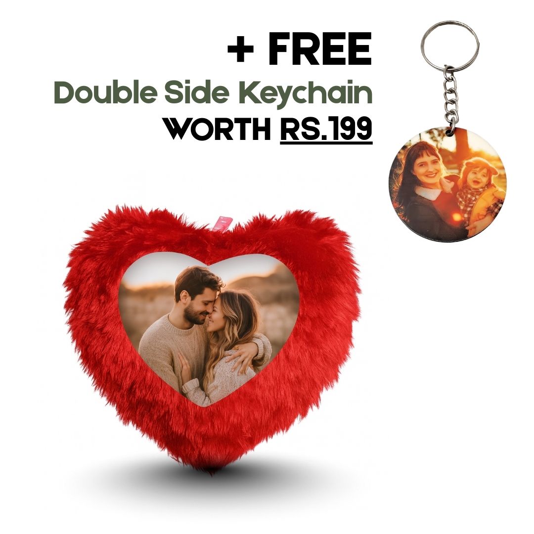 Red Mini Heart Customized Photo Furr Pillow