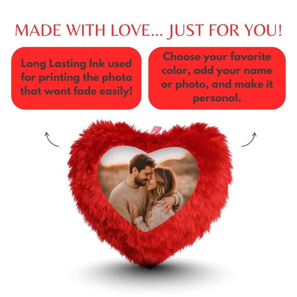 Red Mini Heart Customized Photo Furr Pillow