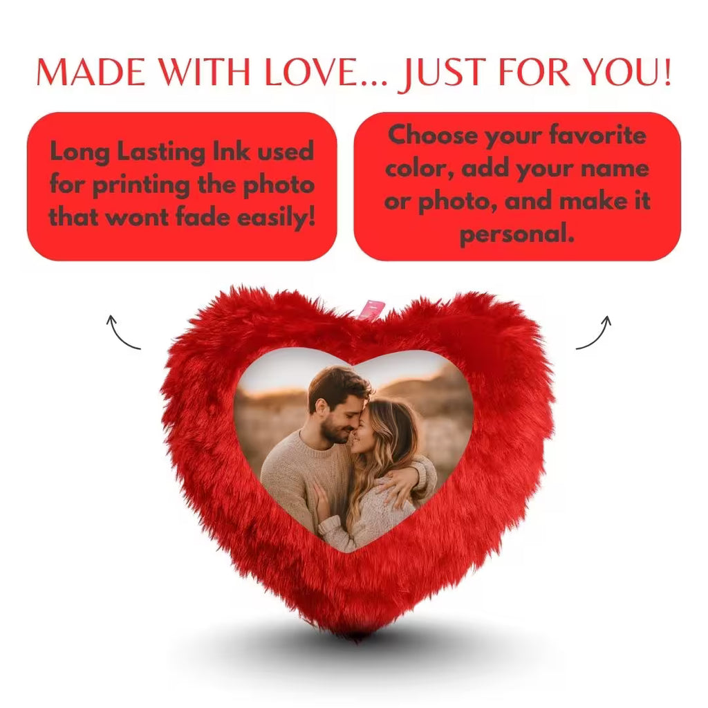 Red Mini Heart Customized Photo Furr Pillow