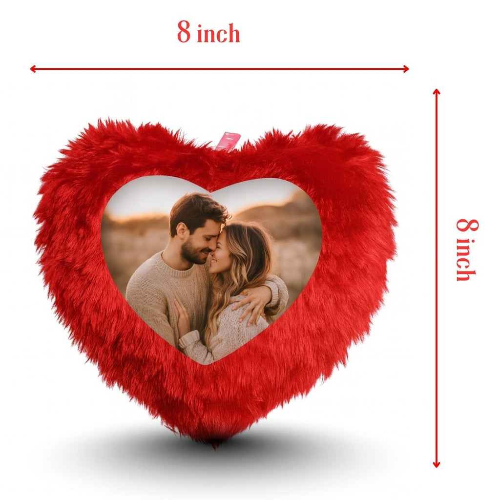 Red Mini Heart Customized Photo Furr Pillow