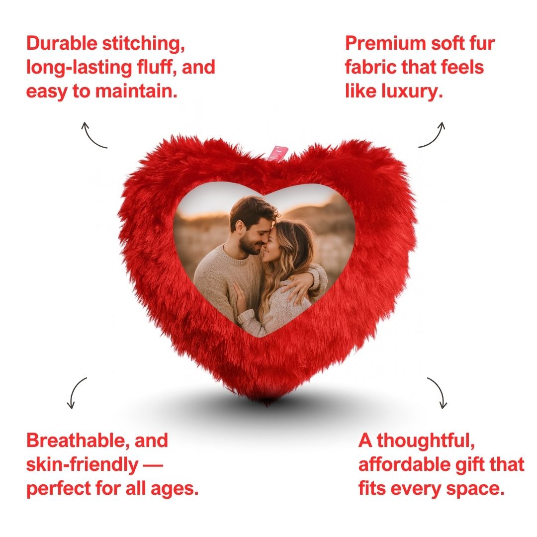 Red Mini Heart Customized Photo Furr Pillow