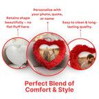 Red Mini Heart Customized Photo Furr Pillow