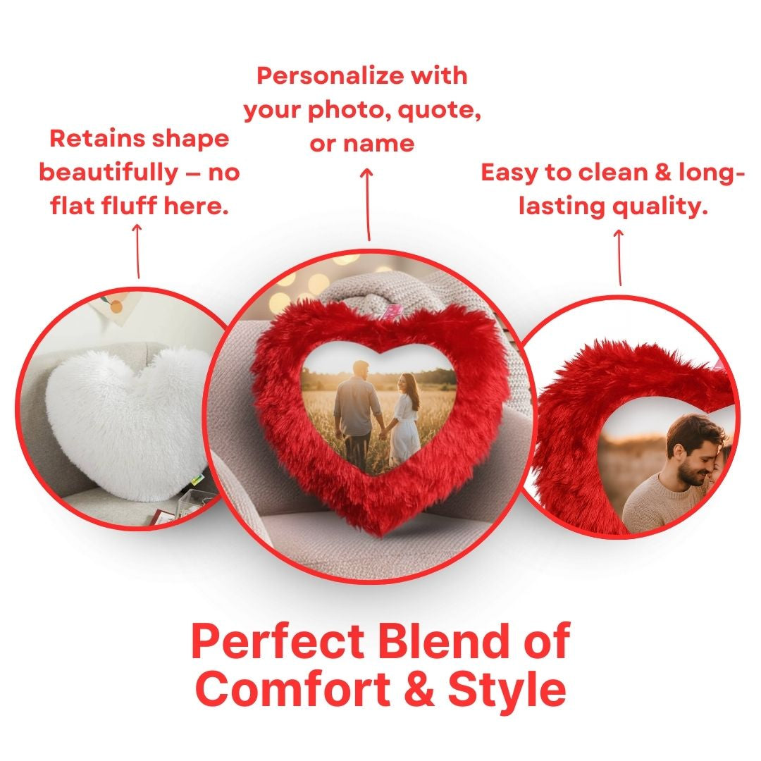 Red Mini Heart Customized Photo Furr Pillow