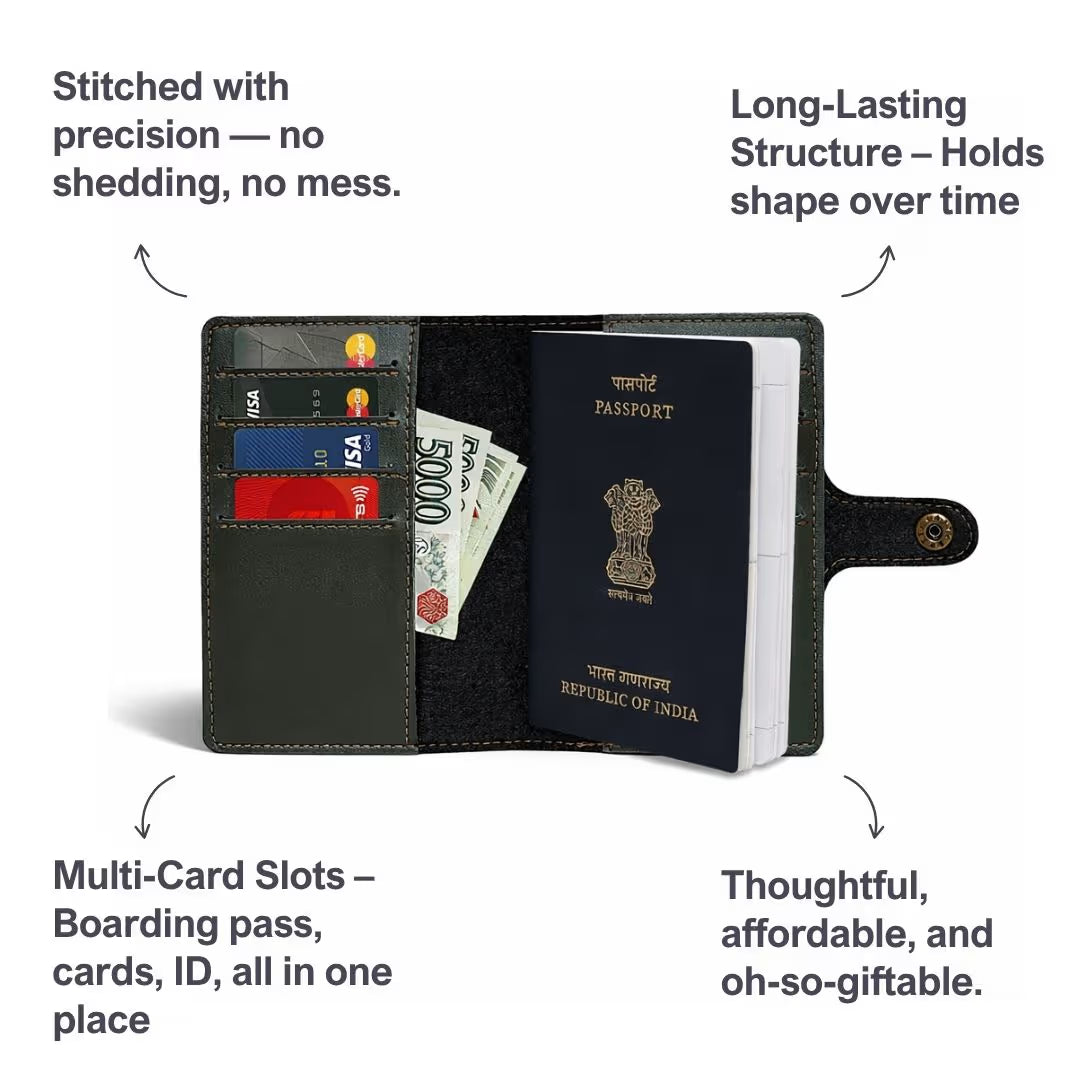 Personalized Button Passport Cover - Dark Olive Green