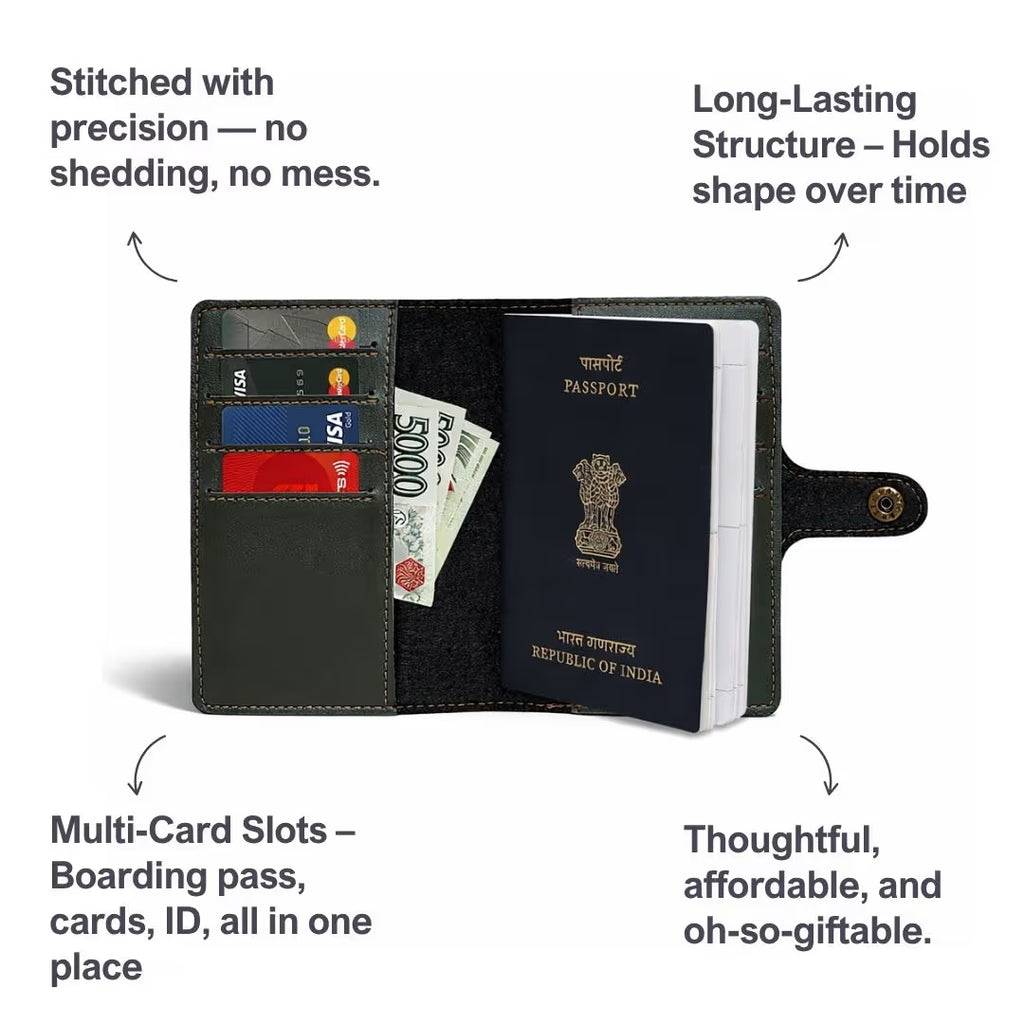 Personalized Button Passport Cover - Dark Olive Green