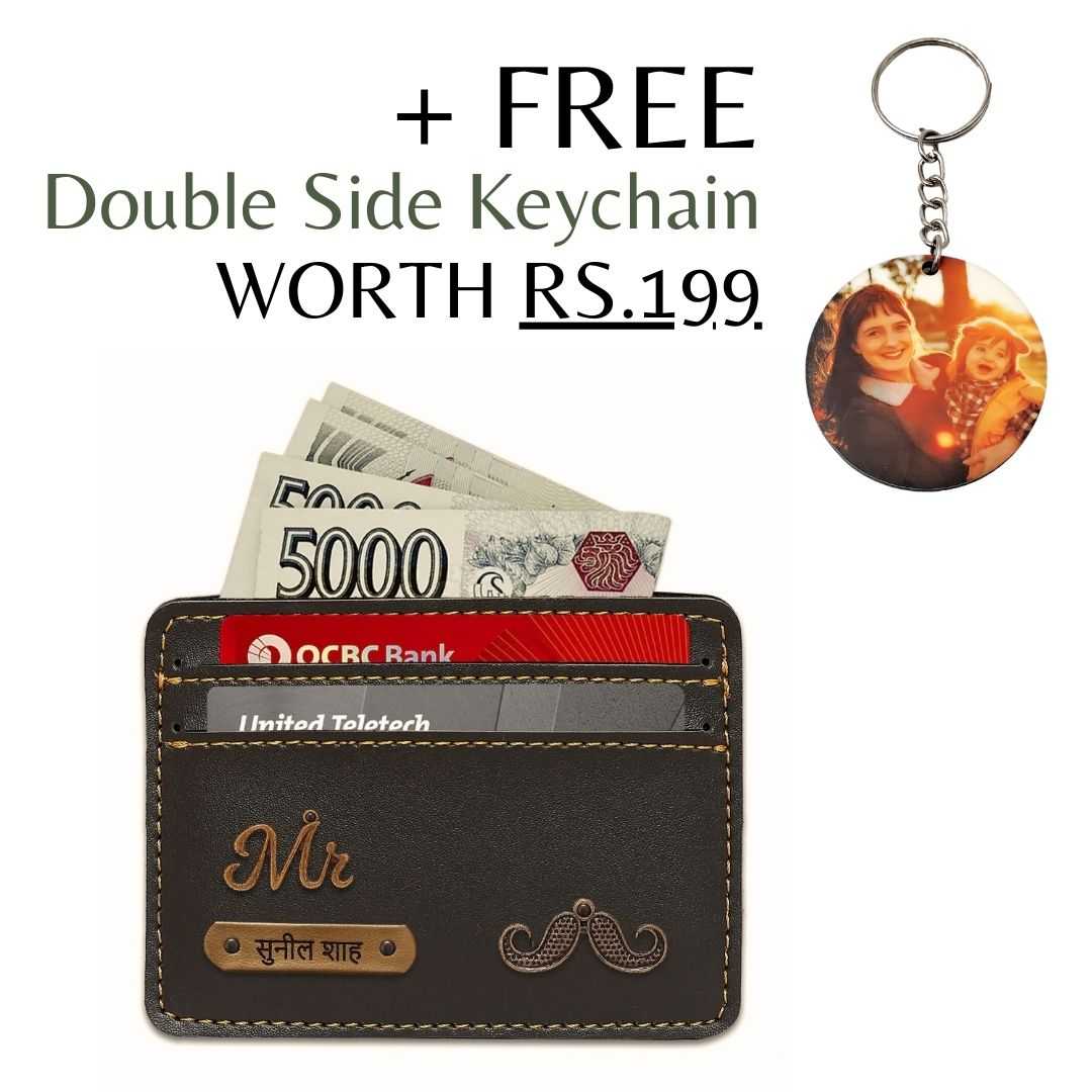 Customized Dark Olive Green Card Holder with Name