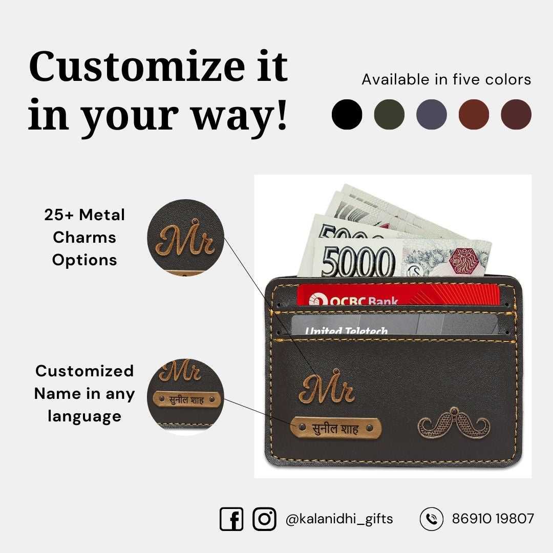 Customized Dark Olive Green Card Holder with Name