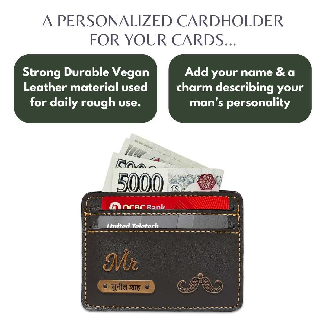 Customized Dark Olive Green Card Holder with Name