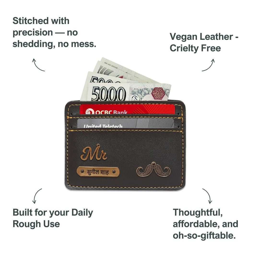 Customized Dark Olive Green Card Holder with Name