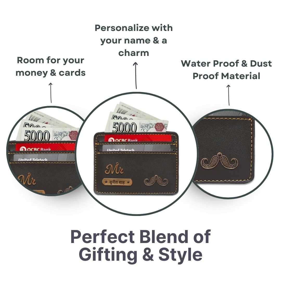 Customized Dark Olive Green Card Holder with Name