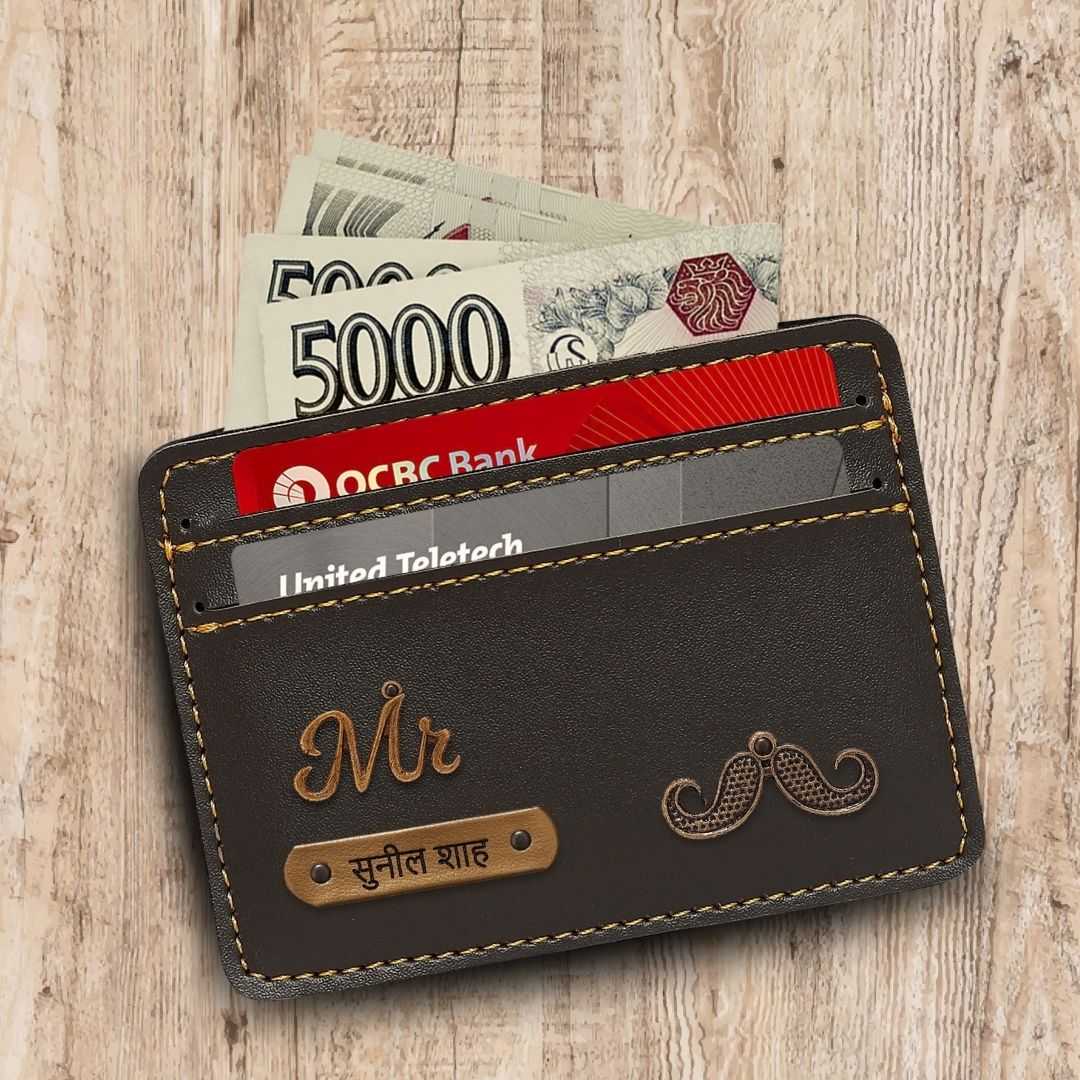 Customized Dark Olive Green Card Holder with Name